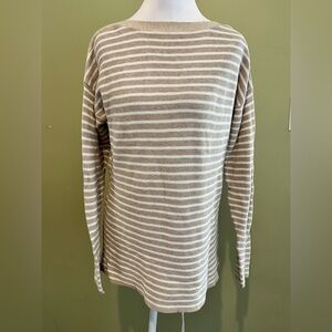 Vineyard Vines Tan and White‎ Striped Cotton Sweater